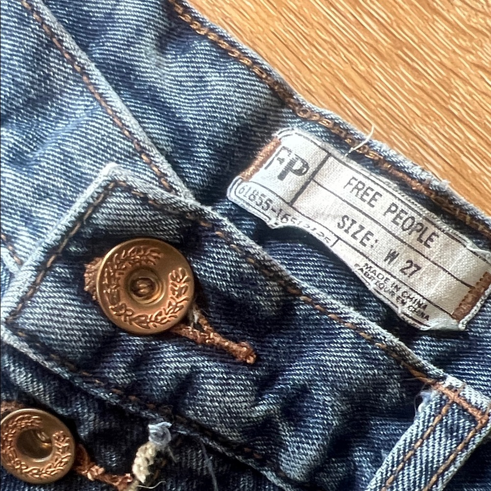 FP Movement by Free People Distressed Dark Blue Denim Button-Fly Jean Shorts - Picture 5 of 7